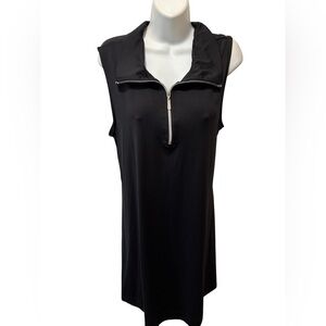 Lulu-B Swing Dress Black XL 16 Sleeveless Zip Collar SPF 50 Travel Resort Golf